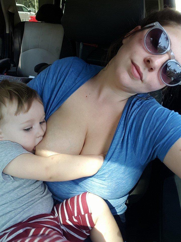 Baby sucking on moms vibrator